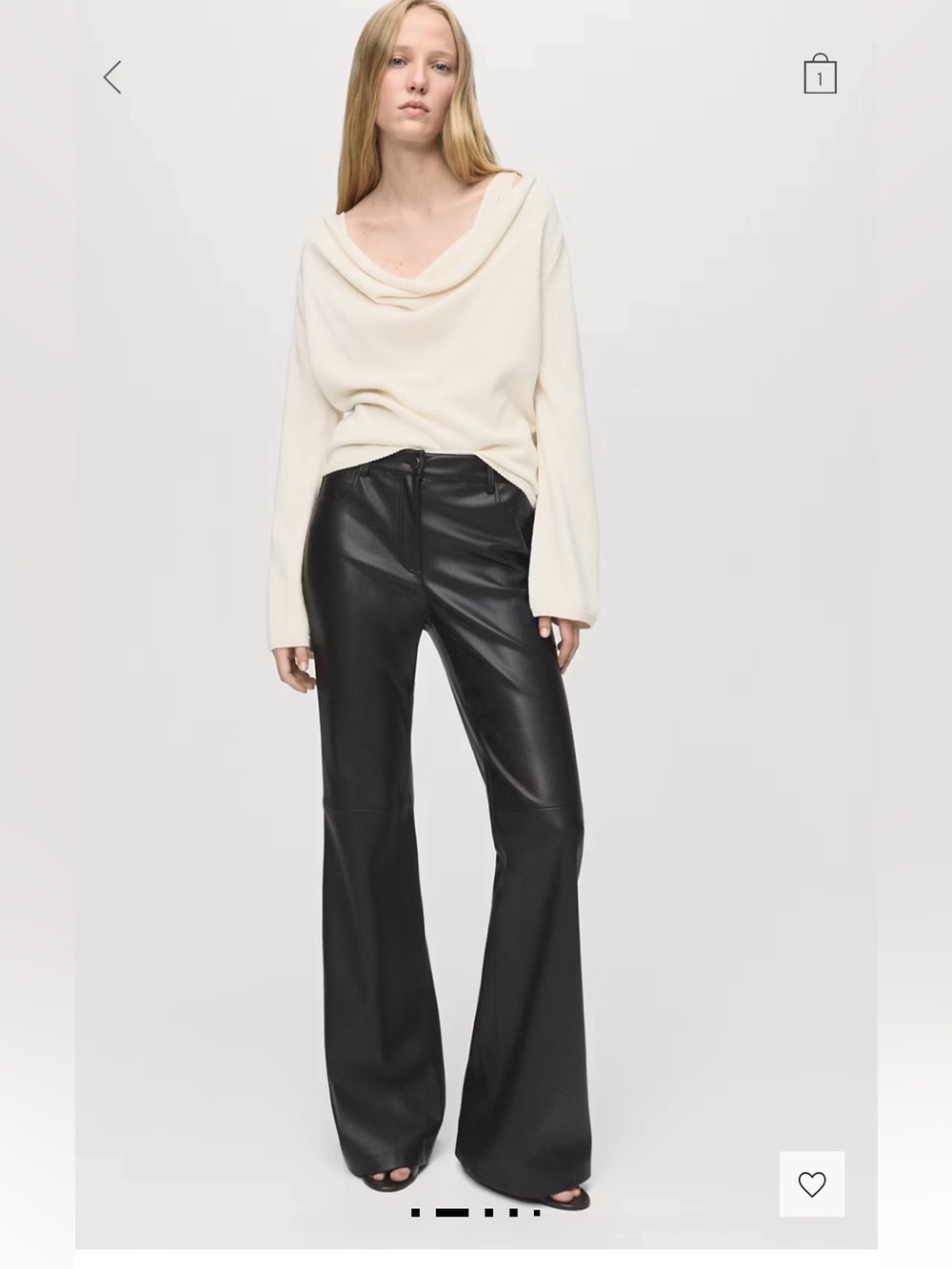 Mango Black Faux Leather Flare Pants
